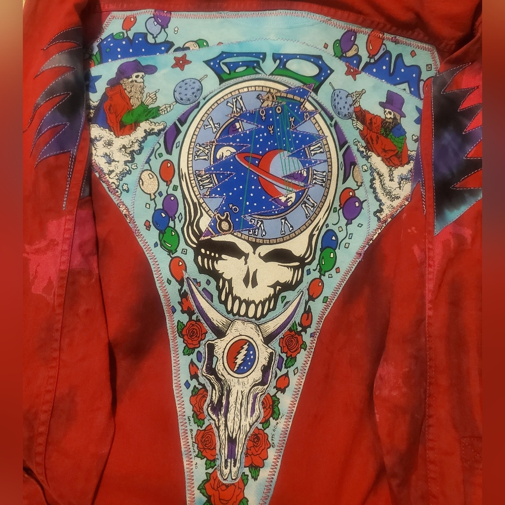 Vintage Levis Tie-dye Shirt + Liquid Blue Grateful Dead Patch New Year 1990 1995 - Picture 9 of 14
